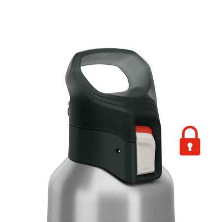 0.8 L stainless steel isothermal water bottle with quick-release cap for hiking