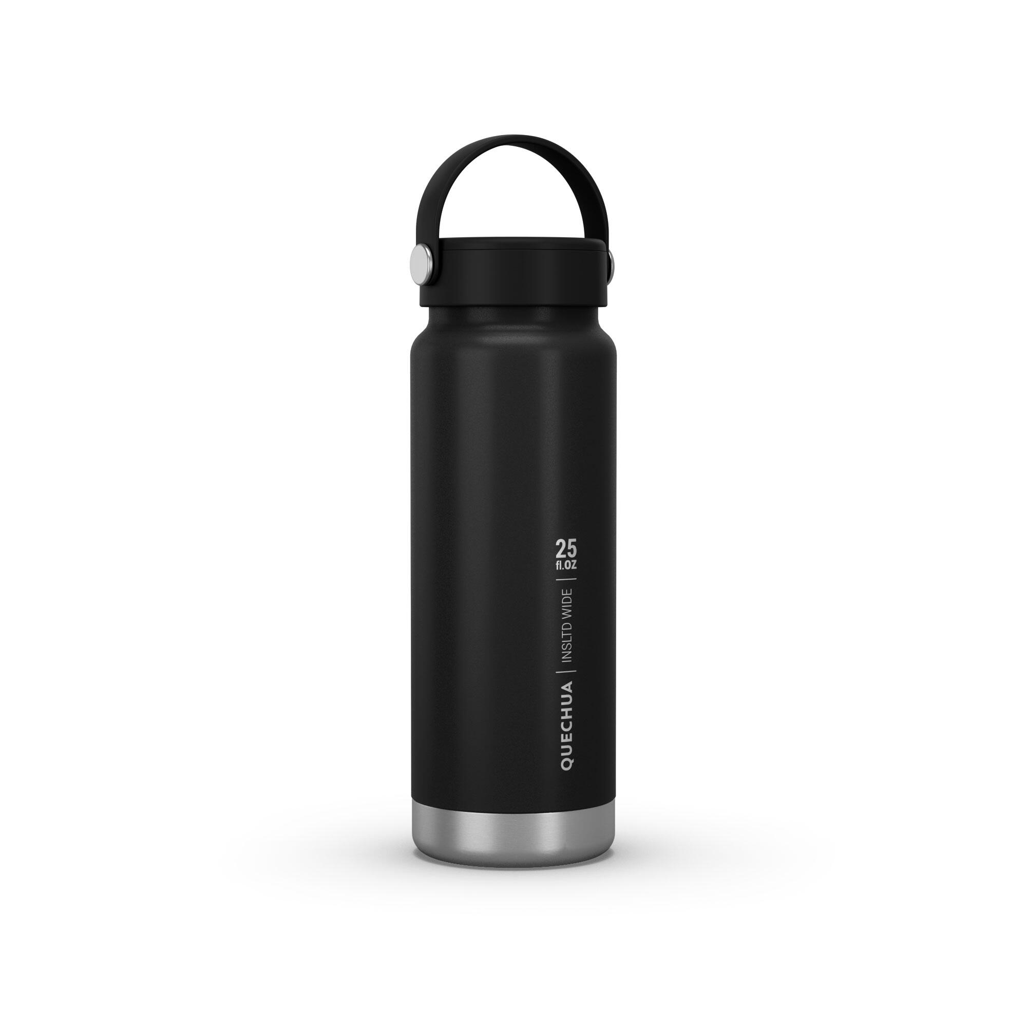 QUECHUA Isothermal Flask MH100 (s/steel double wall with air gap) 0.75wide opening Black