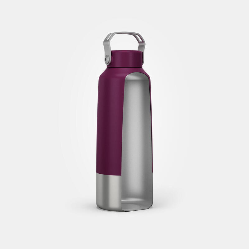 Trinkflasche 1 l mit Schraubverschluss Inox Wandern - violett