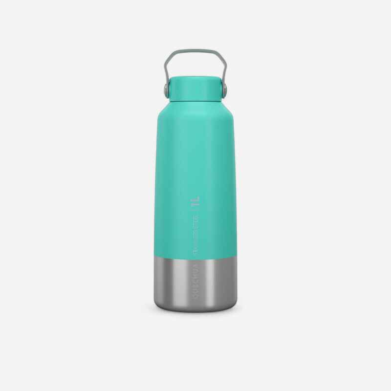 Stainless Steel Water Bottle with Screw Cap for Hiking 1 L - Turquoise