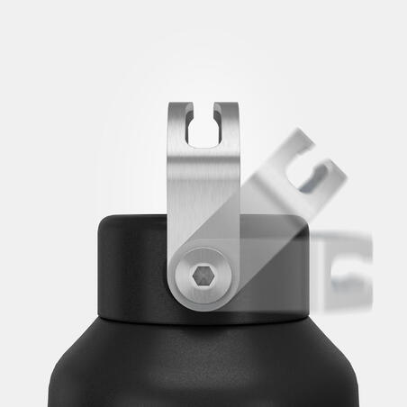 Фляга походная с резьбовой крышкой 1 л из нержавеющей стали черная MH100