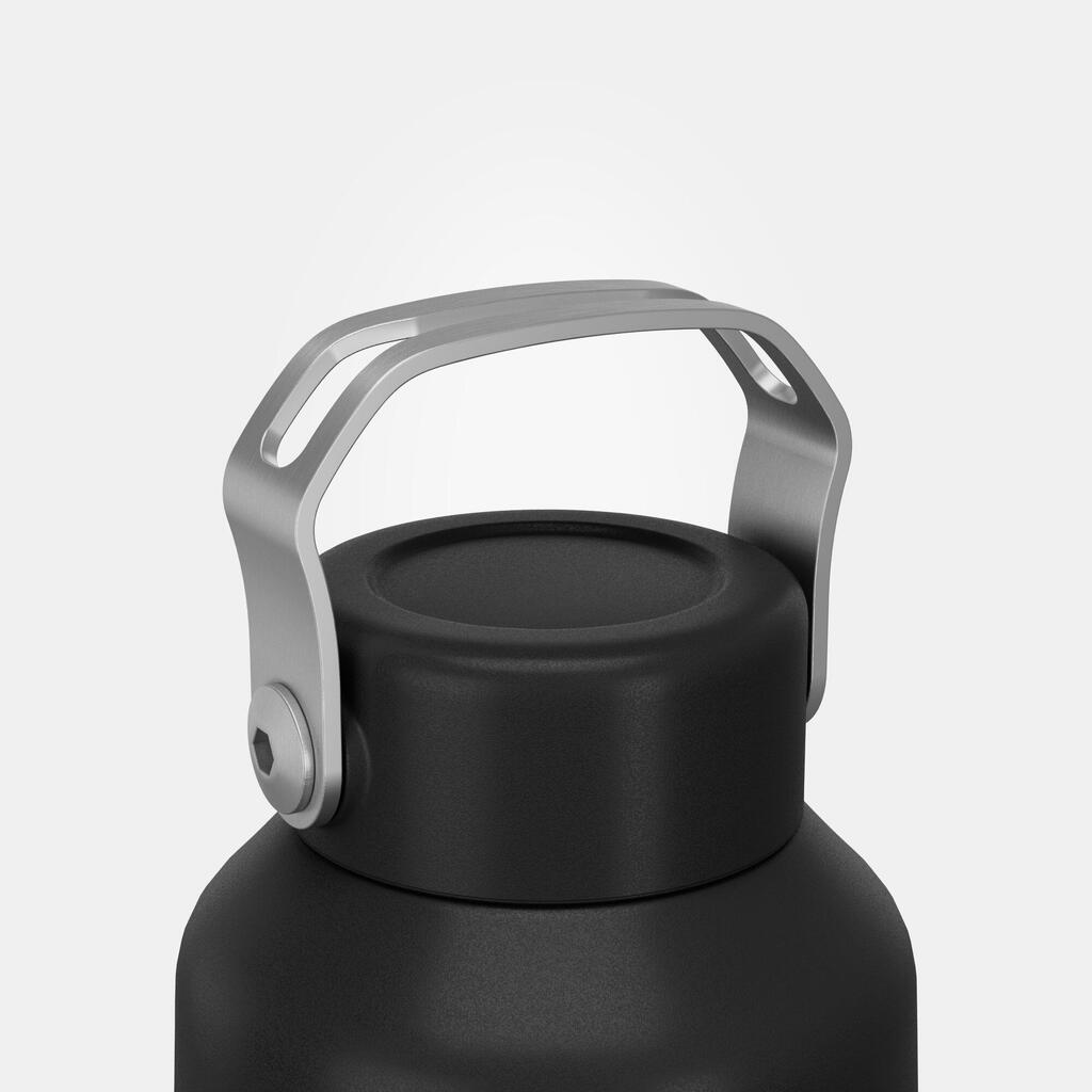 Stainless Steel Water Bottle with Screw Cap for Hiking 1 L - Khaki