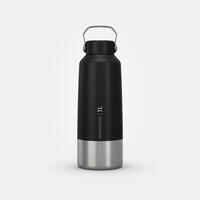 Hiking Stainless Steel Water Bottle with Screw Top MH100 1L - black