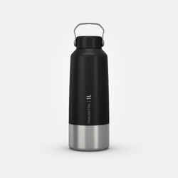 1 L stainless steel flask with screw cap for hiking - black