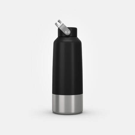 1 L stainless steel flask with screw cap for hiking - black