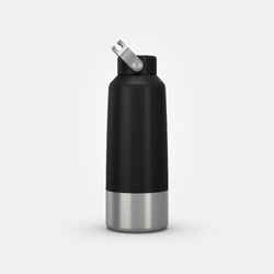 1 L stainless steel flask with screw cap for hiking - black