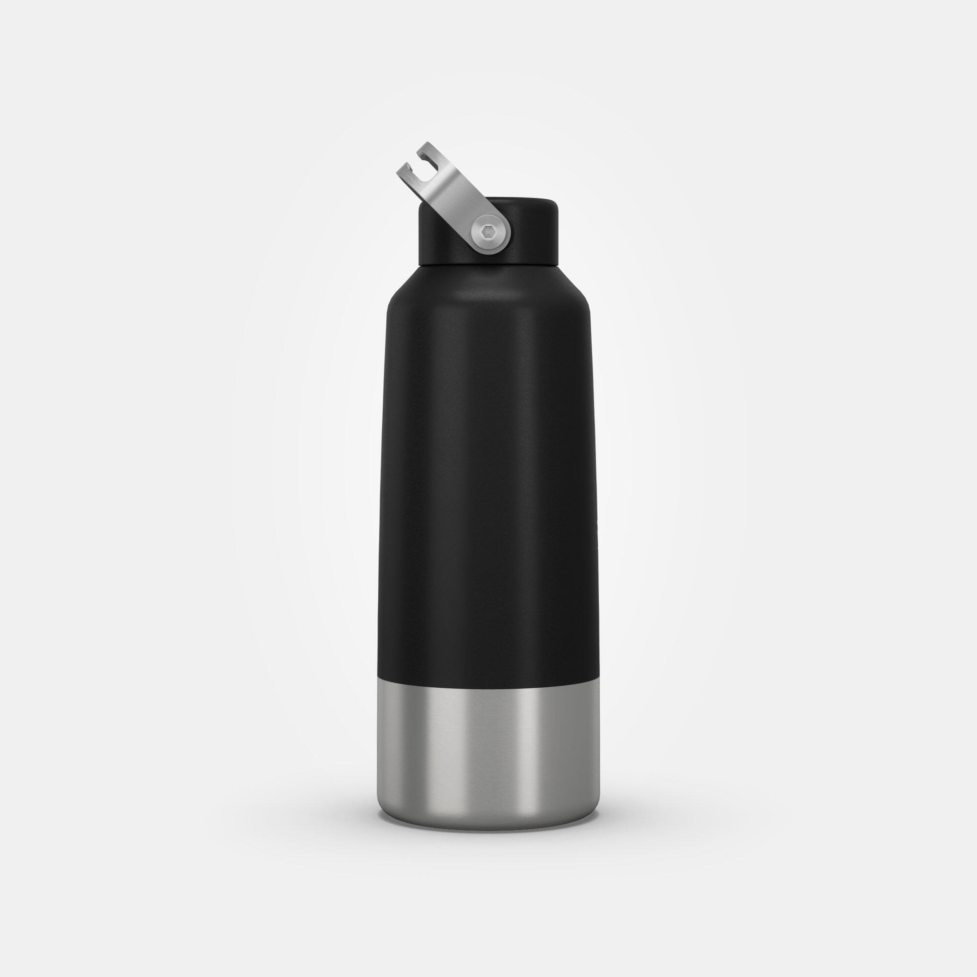 1 L stainless steel flask with screw cap for hiking - black 10/11