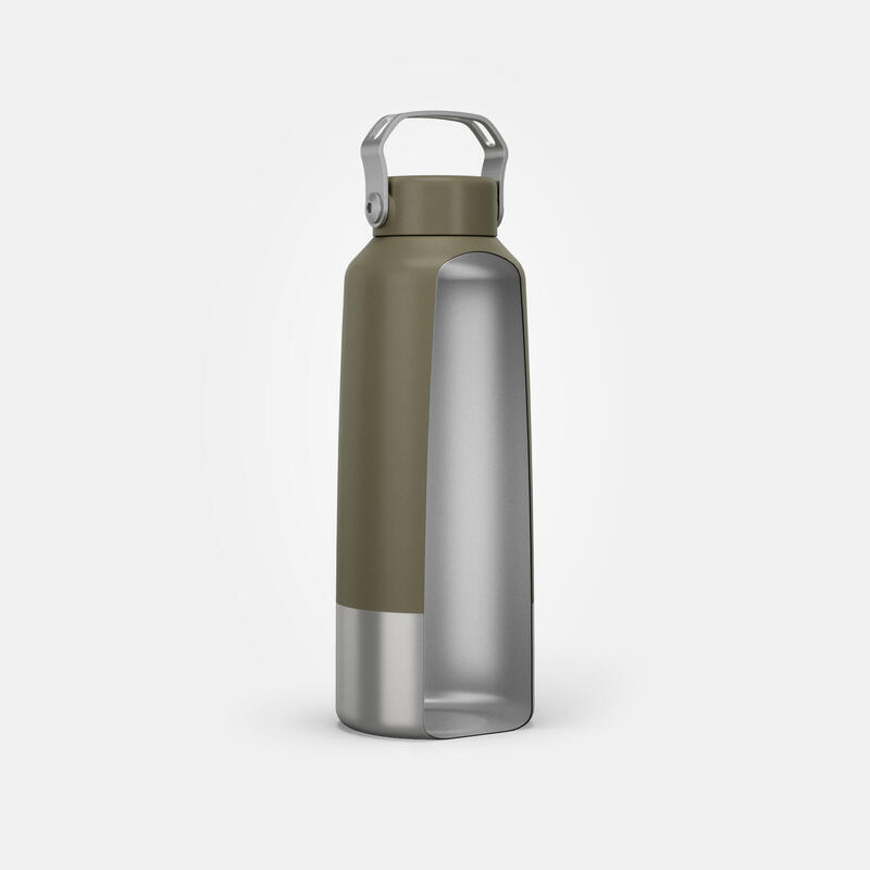Trinkflasche Inox 1 L mit Schraubverschluss Wandern - khaki