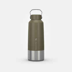 Stainless Steel Water Bottle with Screw Cap for Hiking 1 L - Khaki