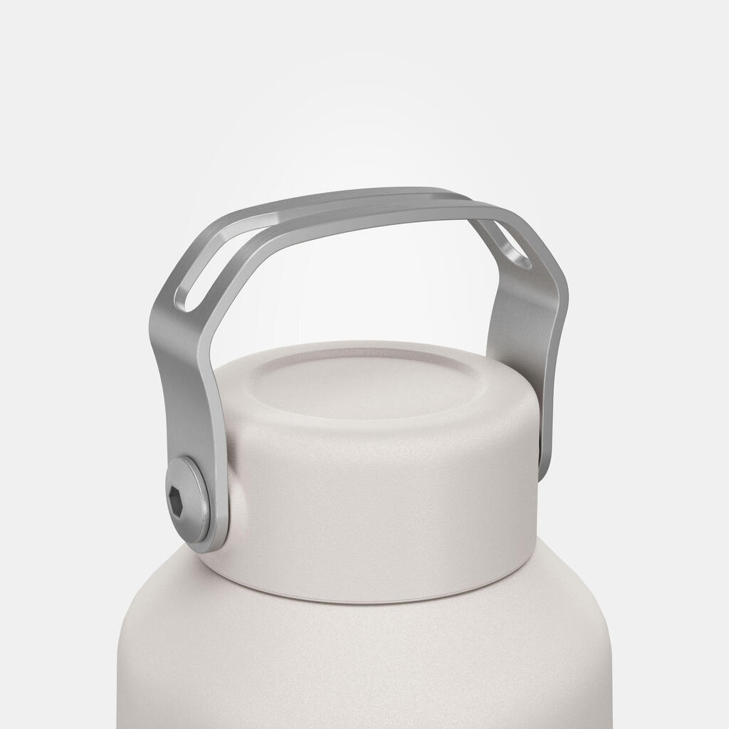 1 L stainless steel flask with screw cap for hiking - White