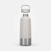 1 L stainless steel flask with screw cap for hiking - White