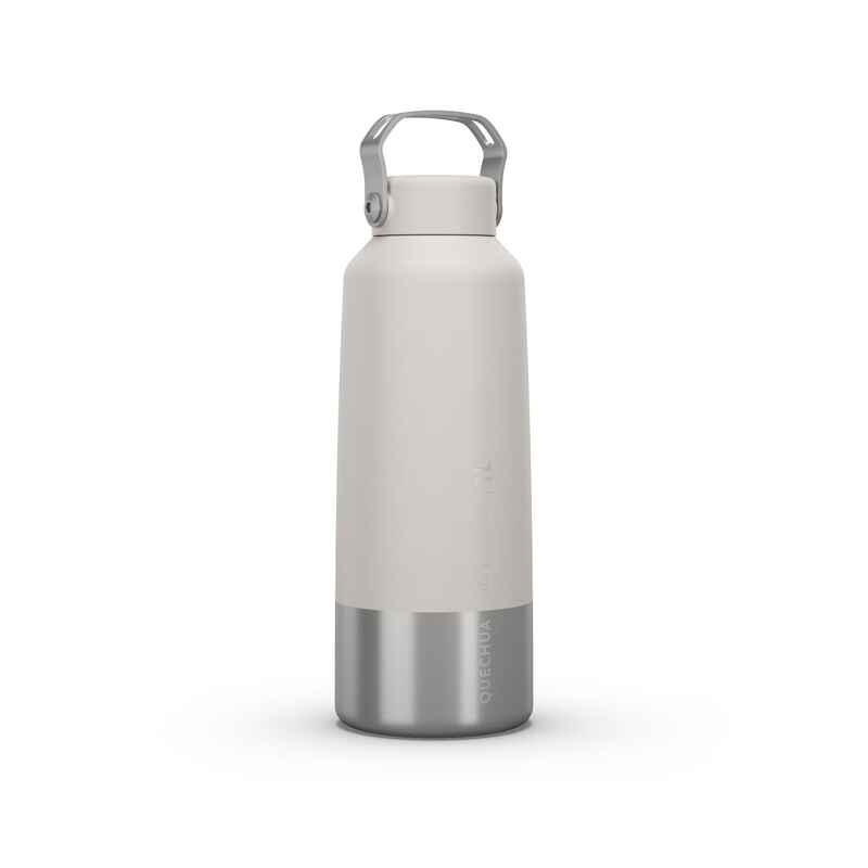 1 L stainless steel flask with screw cap for hiking - White