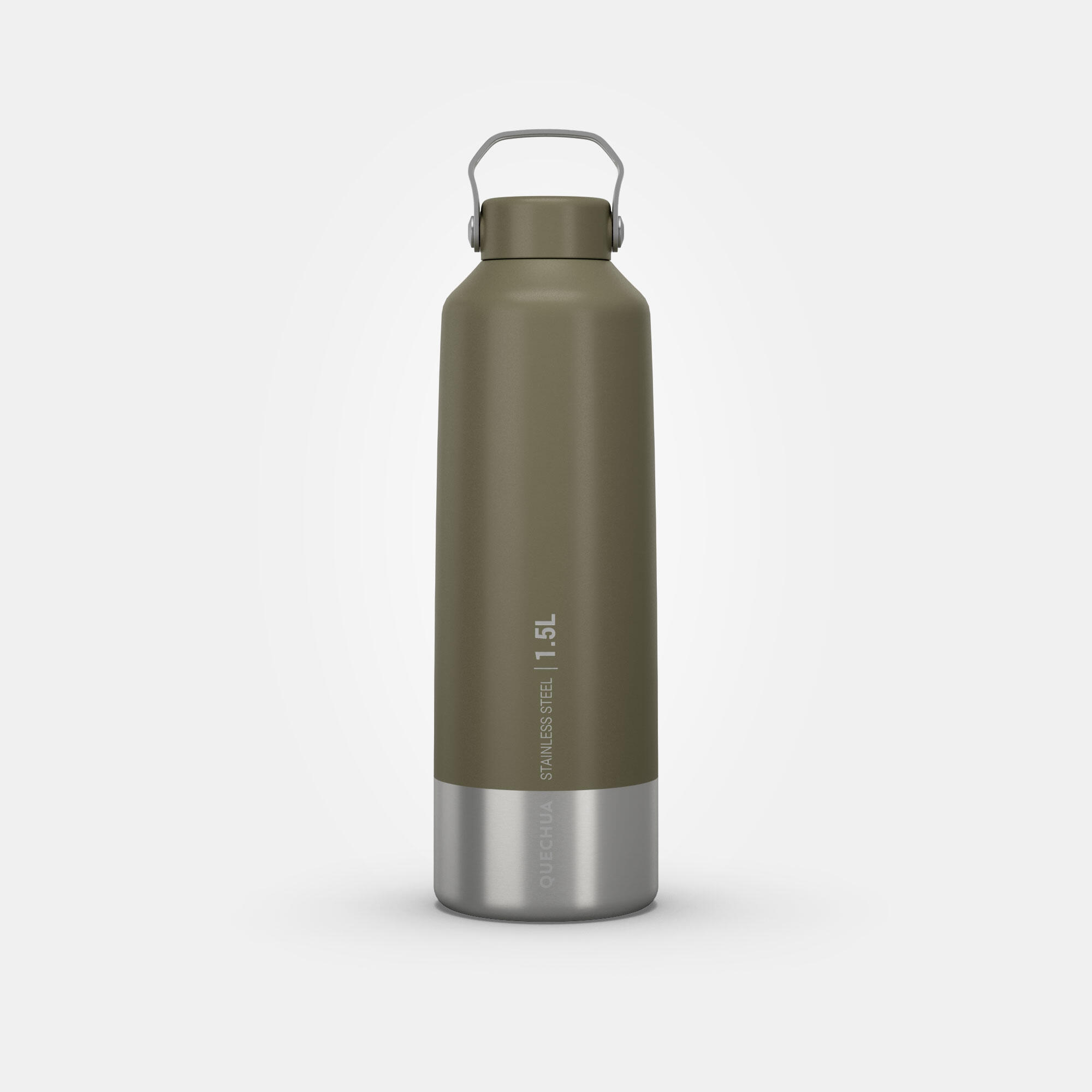 1.5 L stainless steel flask with screw cap for hiking - Khaki 10/10