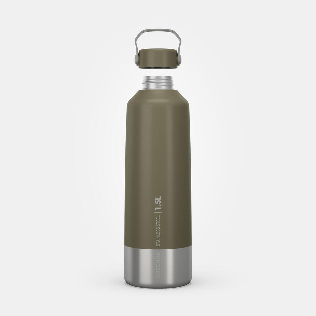 Stainless Steel Hiking Flask with Screw Cap MH100 1.5 L Khaki