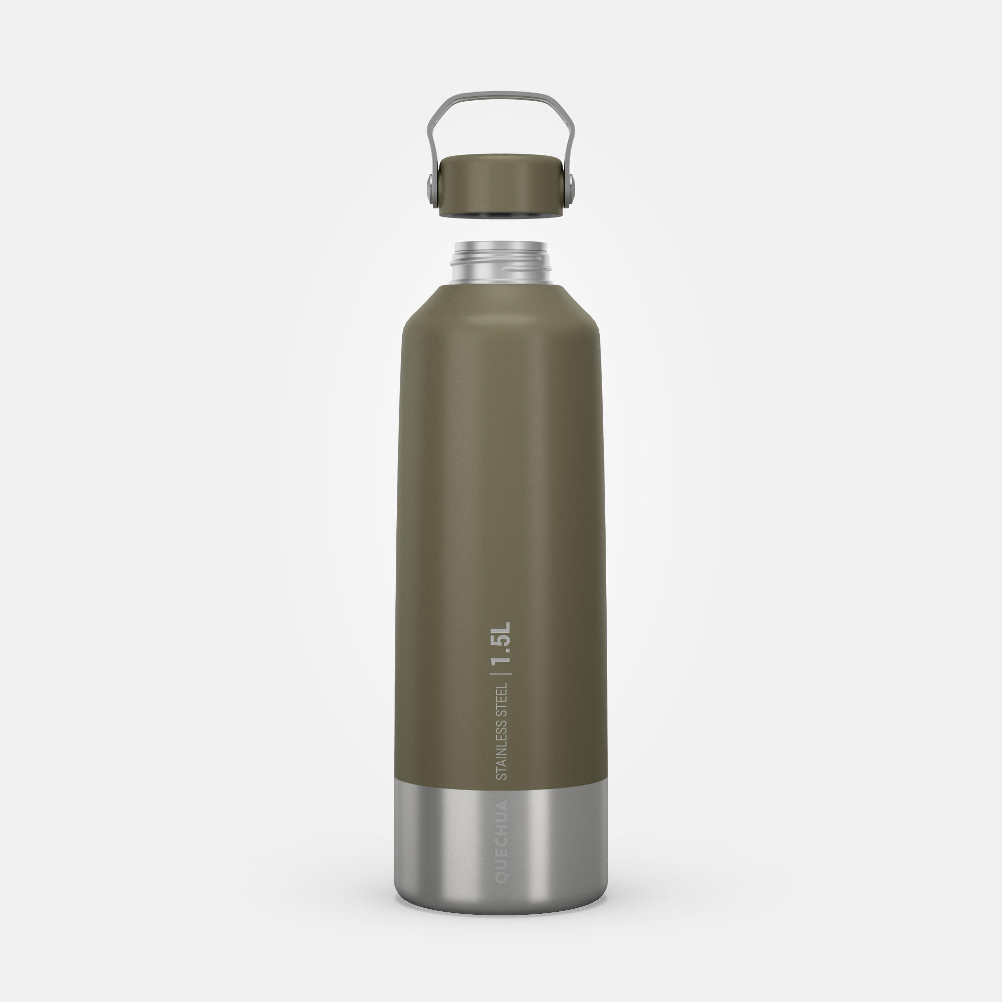 1.5 L stainless steel flask with screw cap for hiking - Khaki 2/10