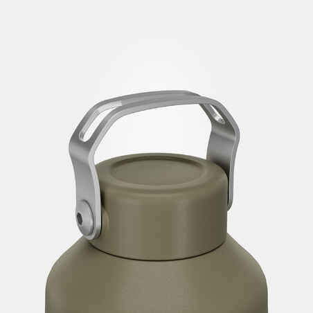 1.5 L stainless steel flask with screw cap for hiking - Khaki