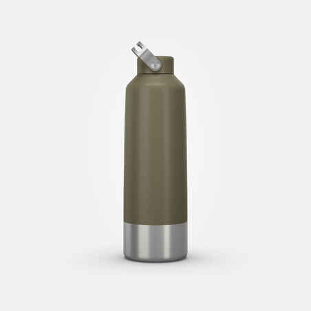 1.5 L stainless steel flask with screw cap for hiking - Khaki