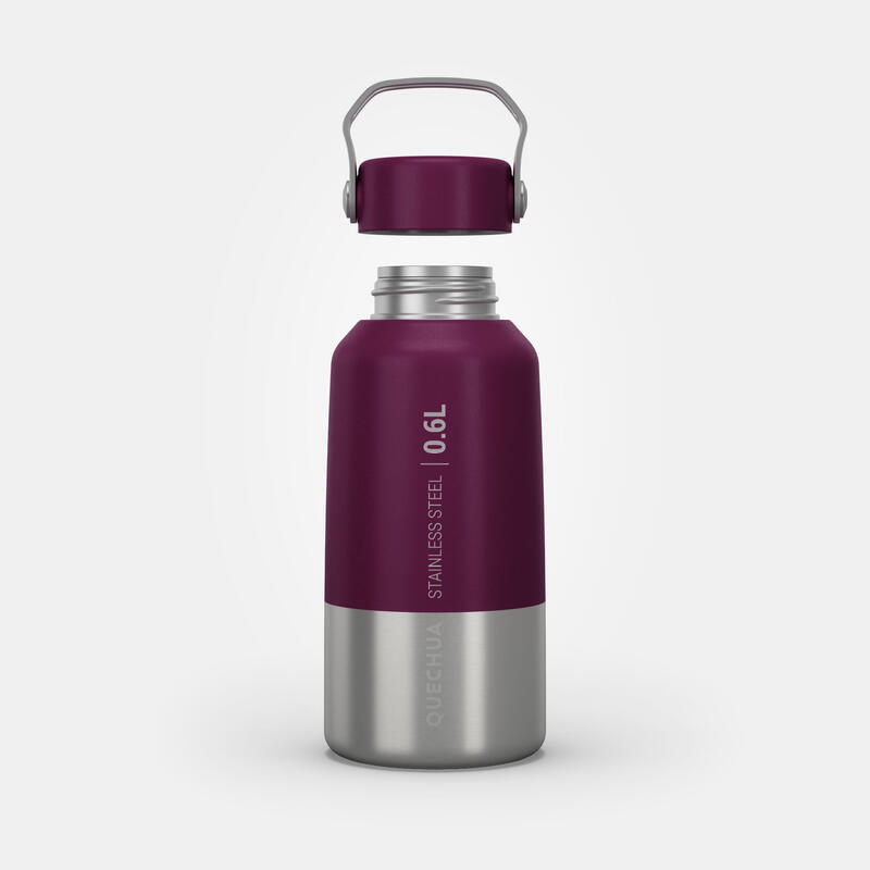 Gourde inox 0,6L avec bouchon à vis pour la randonnée - violet