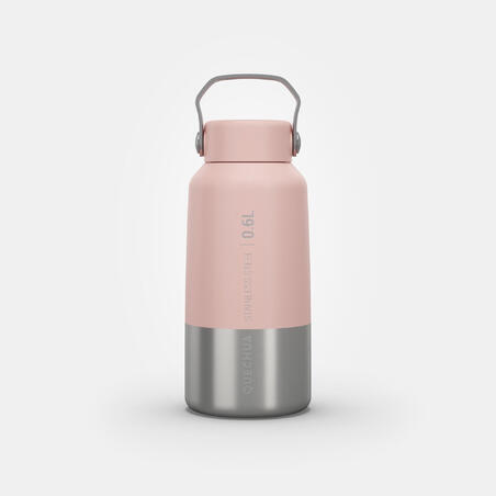 Gourde inox 0,6L avec bouchon à vis pour la randonnée - rose