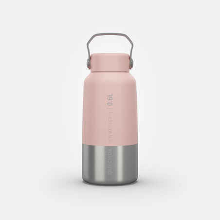 0.6 L Stainless steel flask with screw cap for hiking - pink