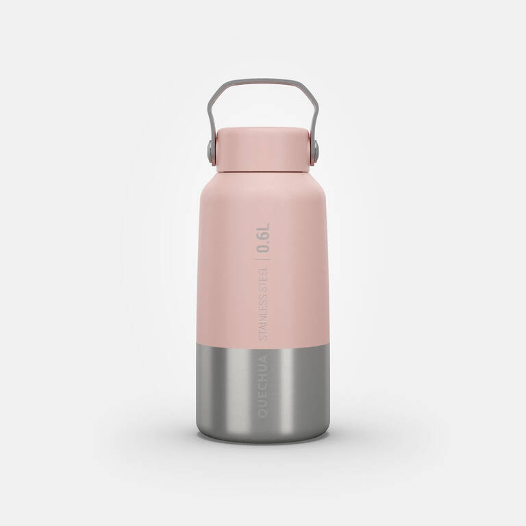 0.6 L Stainless steel flask with screw cap for hiking - pink