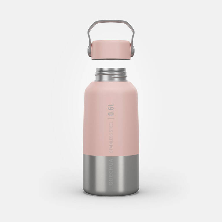 Botol Hiking Stainless Steel dengan Tutup Putar MH100 0,6 L Pink