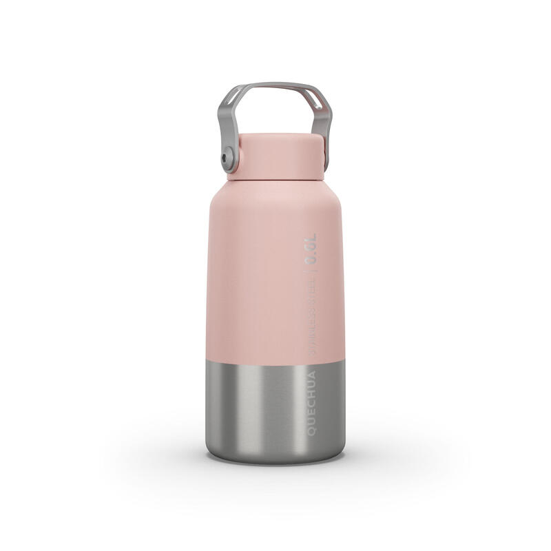 Drinkfles voor wandelen met schroefdop MH100 0,6 L rvs roze