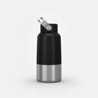 Stainless steel flask 0.6 L with screw cap for Hiking - black