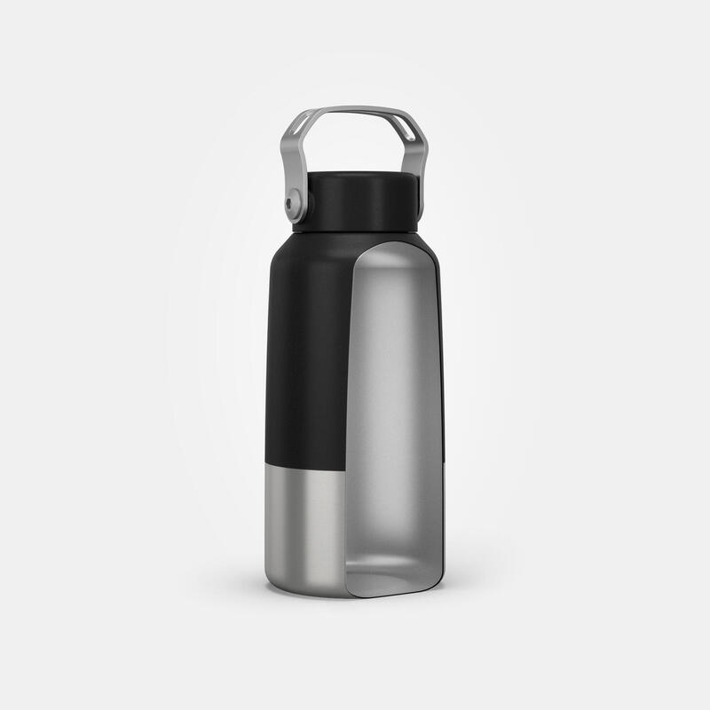 Gourde inox 0,6L avec bouchon à vis pour la randonnée - noir