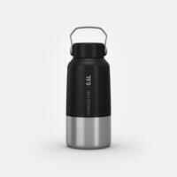 Stainless steel flask 0.6 L with screw cap for Hiking - black