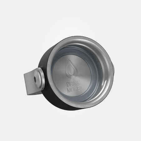Stainless steel flask 0.6 L with screw cap for Hiking - black