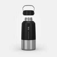 Stainless steel flask 0.6 L with screw cap for Hiking - black