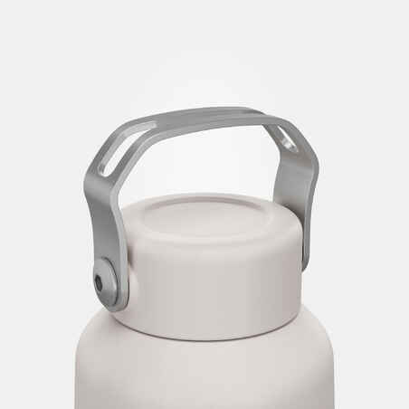 Stainless Steel Water Bottle with Screw Cap for Hiking 0.6L - White