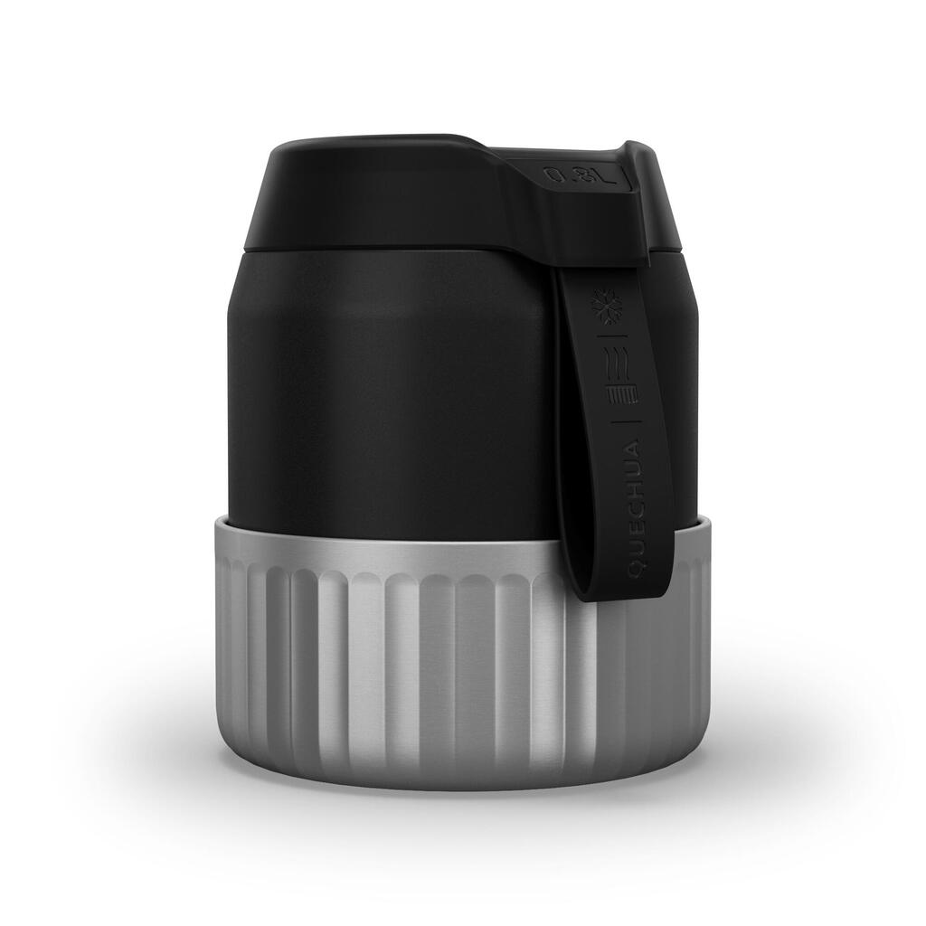 Stainless steel isothermal food box for hiking mh500 0.8 l with bowl black