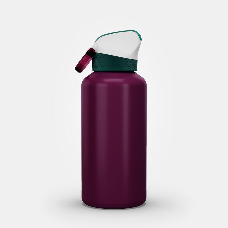 Drinkfles voor wandelen 500 kinderen aluminium 0,6 l klikdop drinktuitje rietje