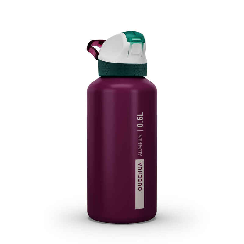 Trinkflasche 900 Schnellverschluss und Trinkhalm Recycling-Aluminium 0,6 L lila