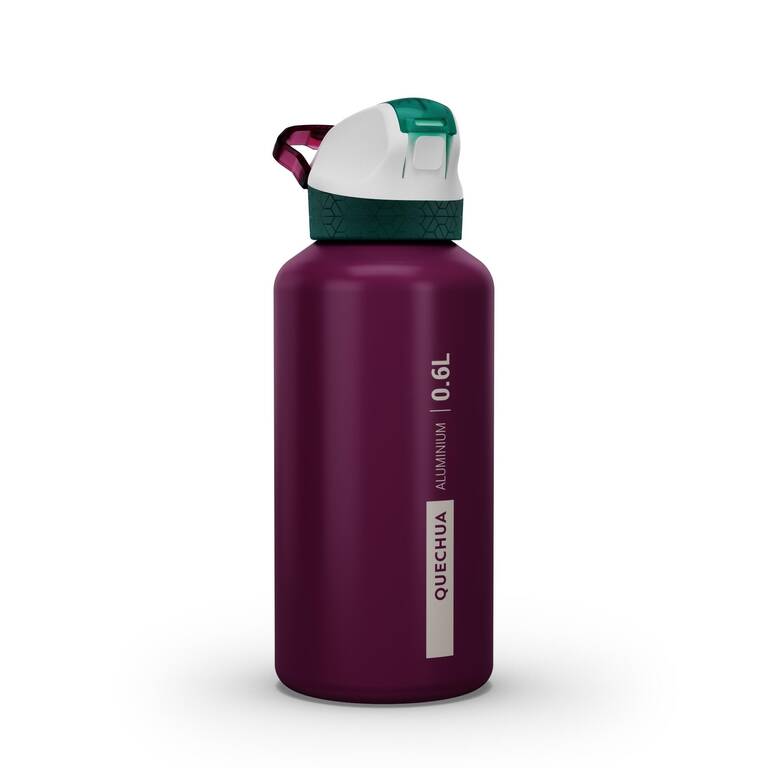 Kids 0.6 L aluminium flask with instant-open cap and pipette for hiking