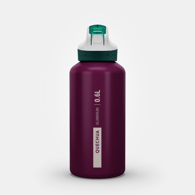 Drinkfles voor wandelen 500 kinderen aluminium 0,6 l klikdop drinktuitje rietje