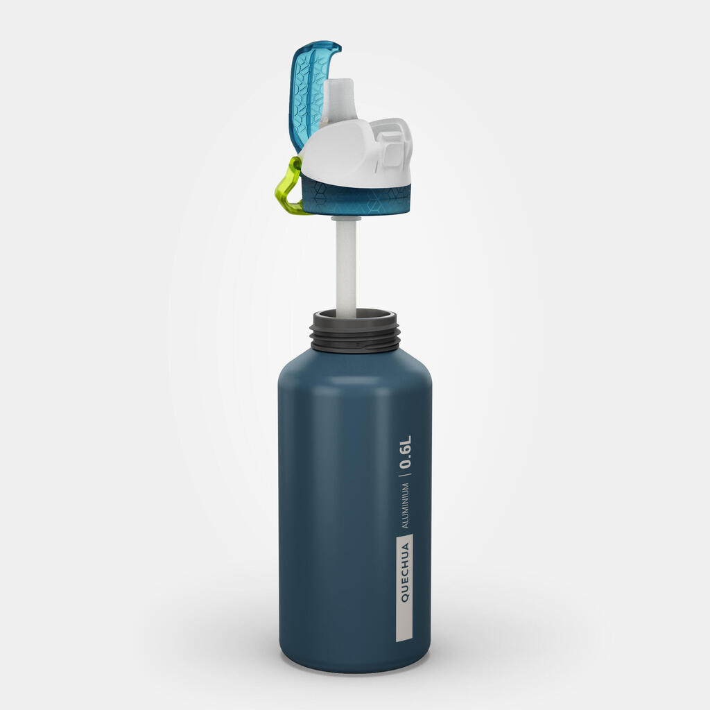 0.6 L kids’ alum. water flask 500 with instant cap, pipette & straw, for hiking