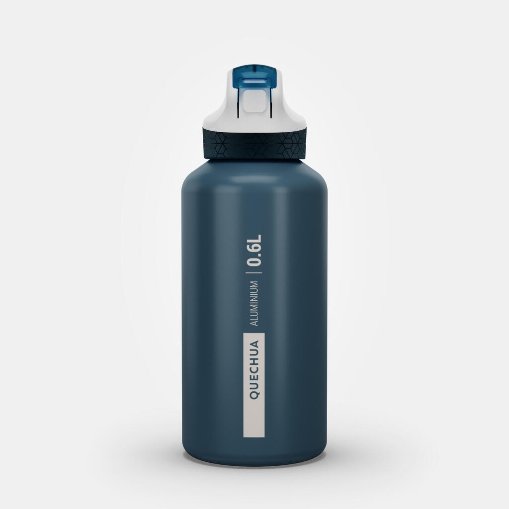Trinkflasche 0,6 l Aluminium mit Schnellverschluss und Trinkhalm Wandern