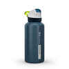 Trinkflasche 0,6 Liter - 900 Schnellverschluss mit Trinkhalm Aluminium blau