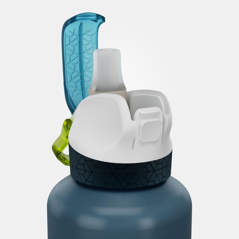 Trinkflasche 0,6 l Kinder Aluminium mit Schnellverschluss und Trinkhalm Wandern