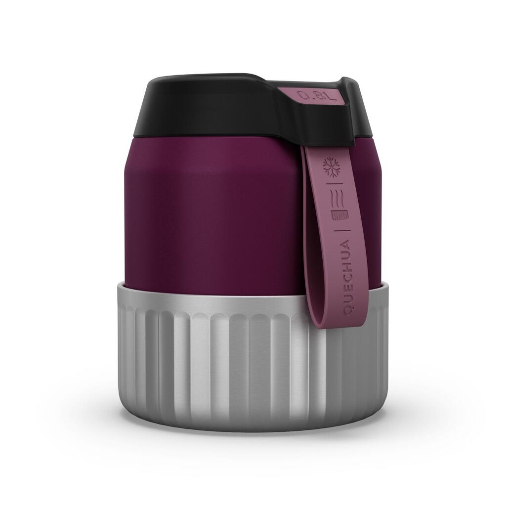Stainless steel isothermal food box for hiking mh500 0.8 l with bowl purple