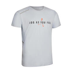 RUN DRY+ RUNNING T-SHIRT - LIGHT GREY PRINT