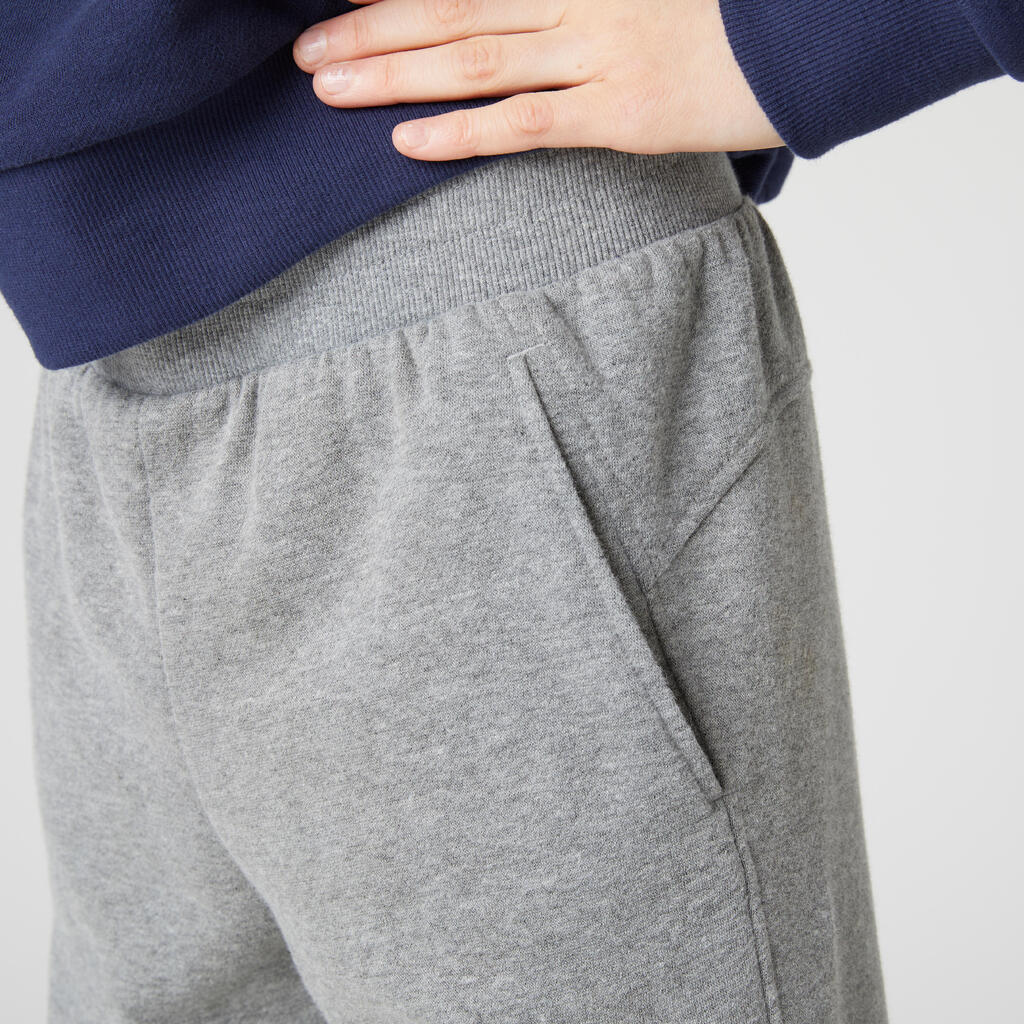 Kids' Warm Straight-Cut Jogging Bottoms 500 - Mid Grey Marl