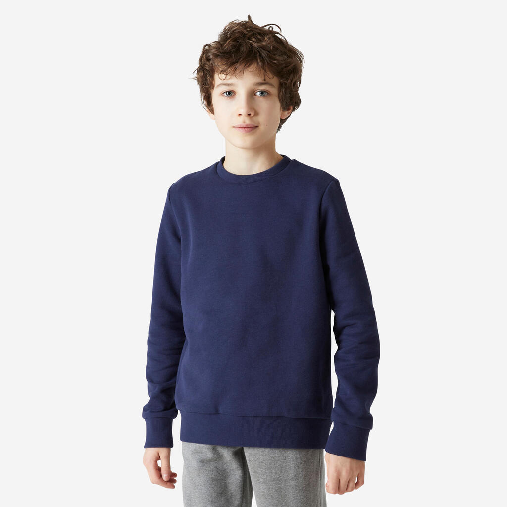 Sweat col rond mixte, chaud enfant - marine