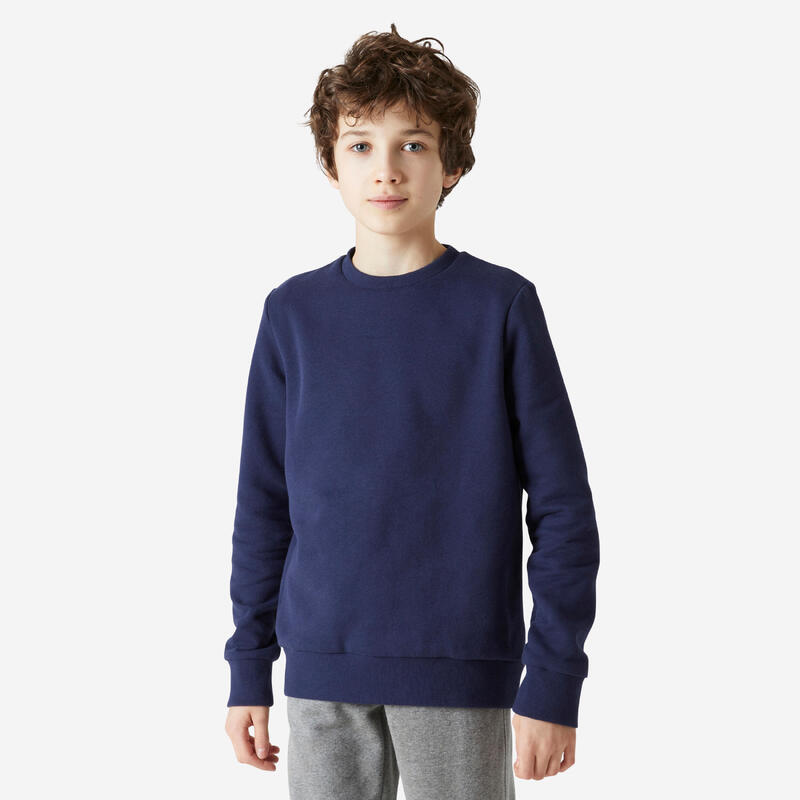 Sweater voor kinderen warm uniseks ronde hals marineblauw