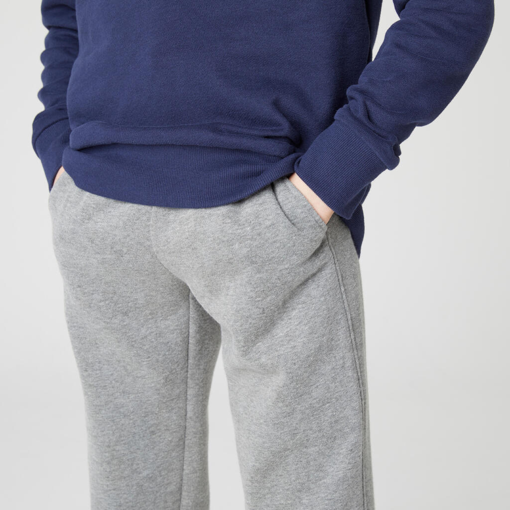 Kids' Warm Straight-Cut Jogging Bottoms 500 - Mid Grey Marl