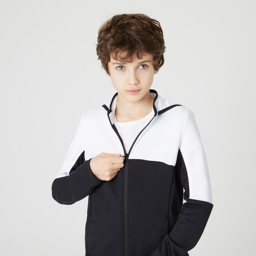 Kids' Warm Breathable Technical Tracksuit - White/Black