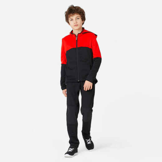 
      Sudadera completa de fitness para Niños Domyos 500 negro/rojo
  